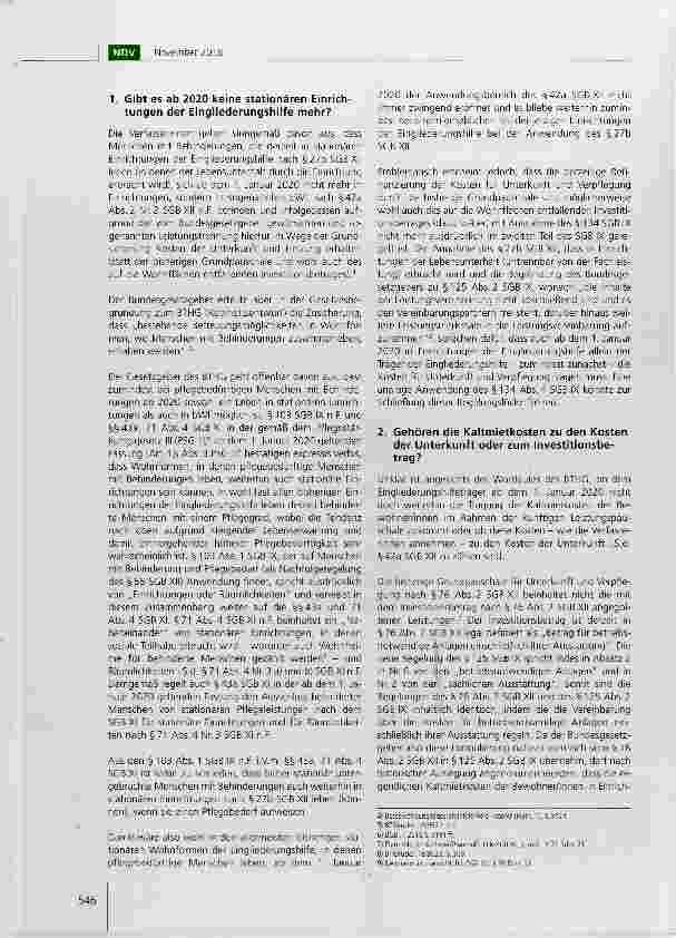 Vorschauseite 2: Die Finanzierung der Unterkunftskosten in „besonderen Wohnformen nach dem BTHG