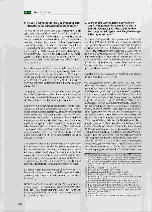 Vorschauseite 4: Die Finanzierung der Unterkunftskosten in „besonderen Wohnformen nach dem BTHG
