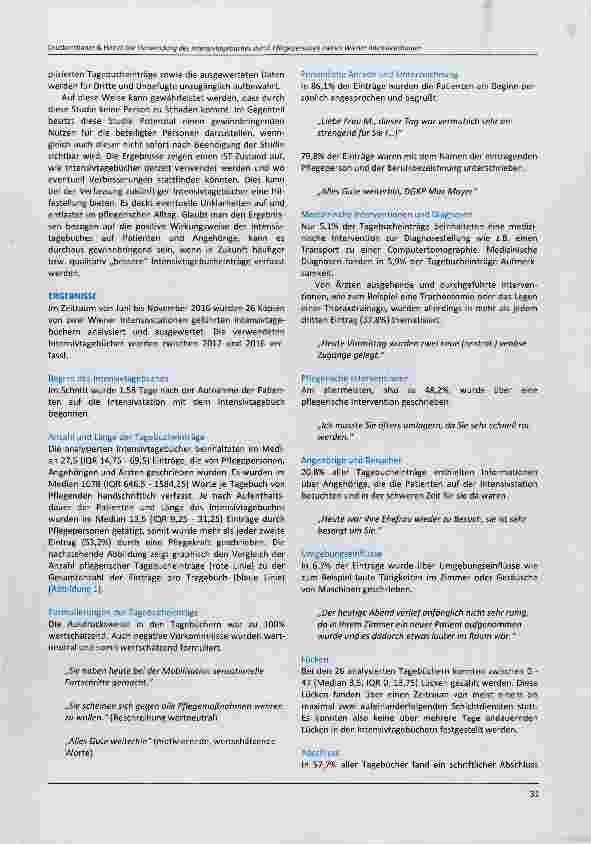 Vorschauseite 5: Originalarbeit Die Verwendung des Intensivtagebuches durch Pflegepersonen zweier Wiener Intensivstationen - eine quantitative Dokumentenanalyse