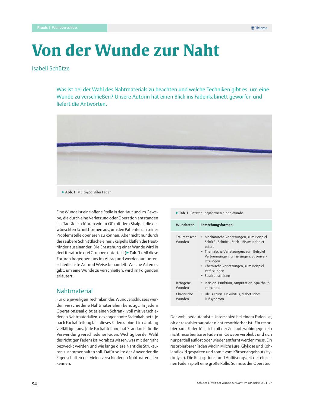 Vorschauseite 1: Von der Wunde zur Naht