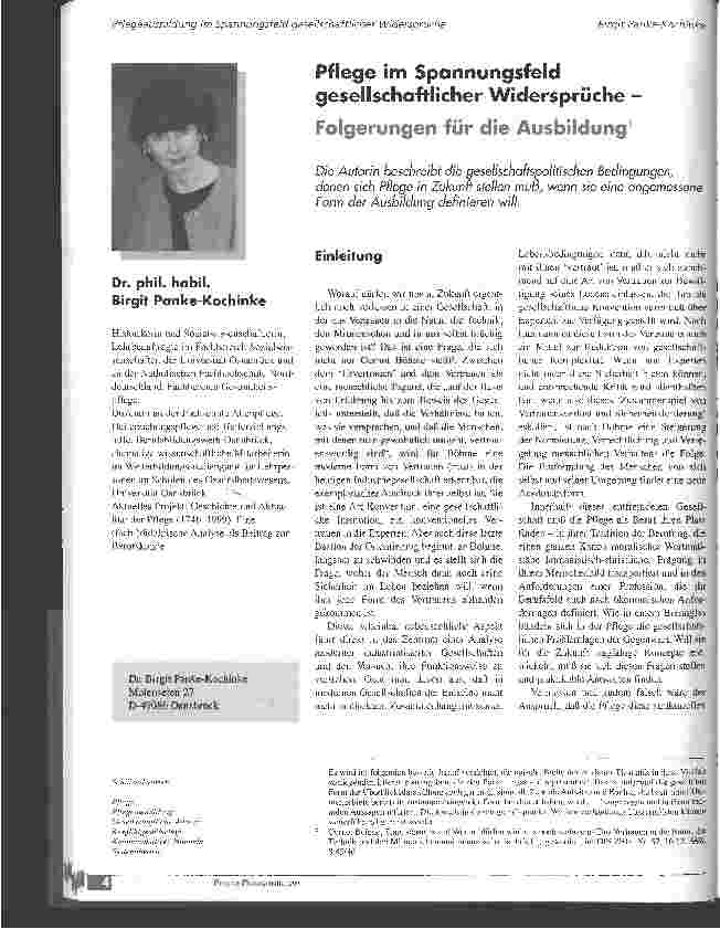 Vorschauseite 1: Pflege im Spannungsfeld gesellschaftlicher Widersprüche Folgerungen für die Ausbildung