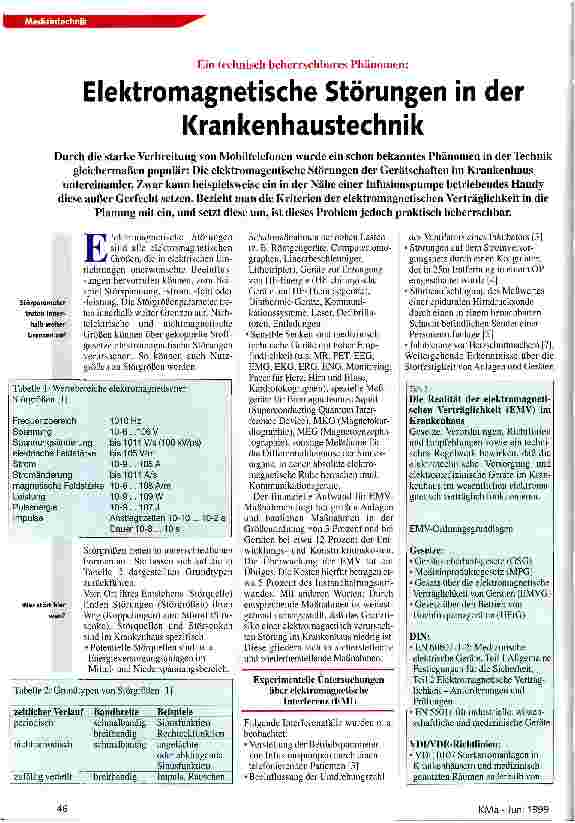 Vorschauseite 1: Elektromagnetische Störungen in der Krankenhaustechnik