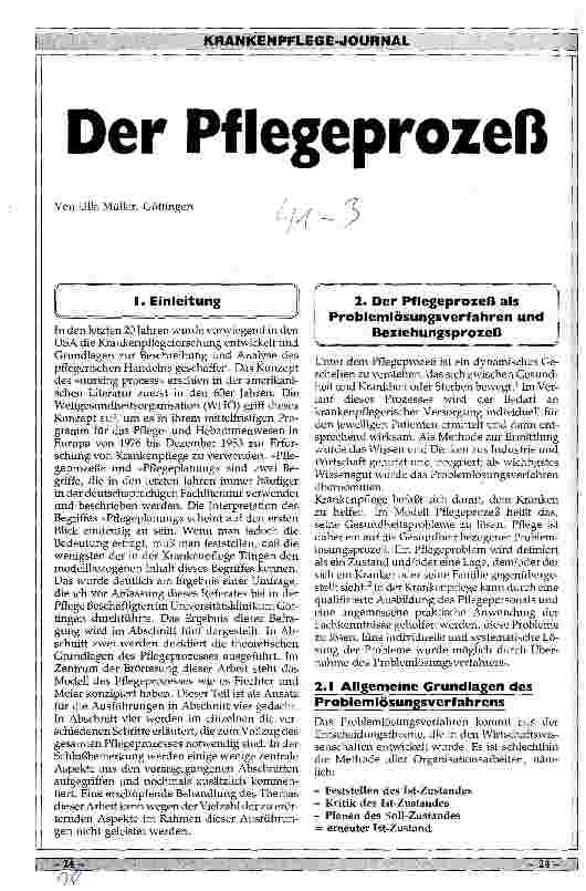 Vorschauseite 1: Der Pflegeprozeß
