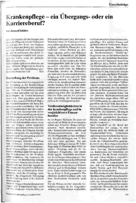 Vorschauseite 1: Krankenpflege - ein Übergangsoder Karriereberuf?