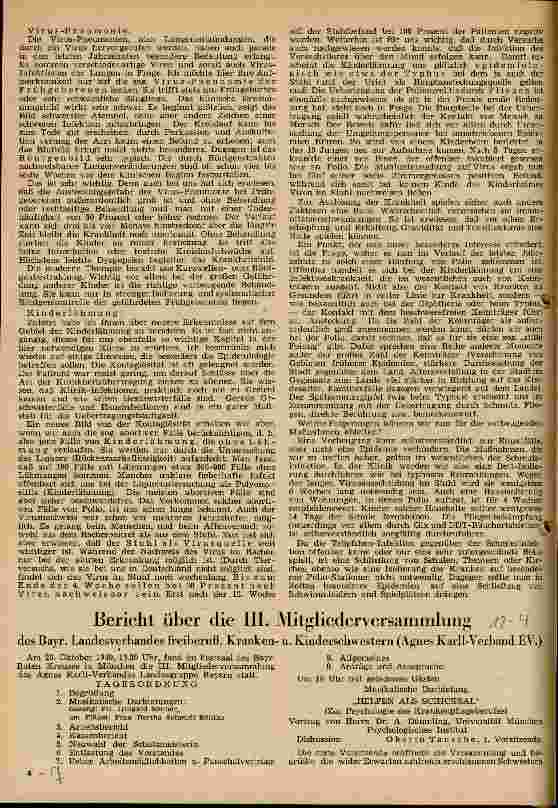 Vorschauseite 1: Bericht über die III. Mitgliederversammlung des Bayrischen Landesverbandes freiberuflicher Krankenund Kinderkrankenschwestern