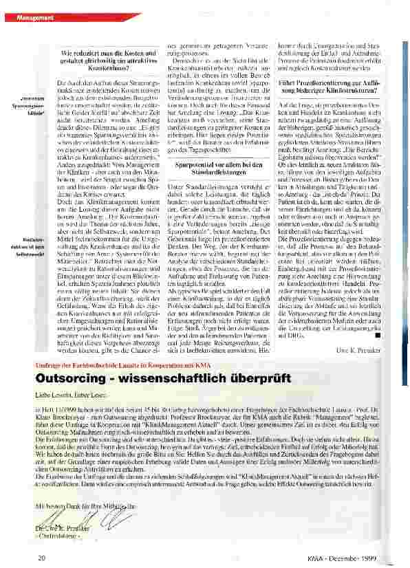 Vorschauseite 3: Die Politik muß aus dem Tagesgeschäft raus! Klinikmanagement: Gespräch mit Dr. Klaus-Christopher Amelung/Kienbaum