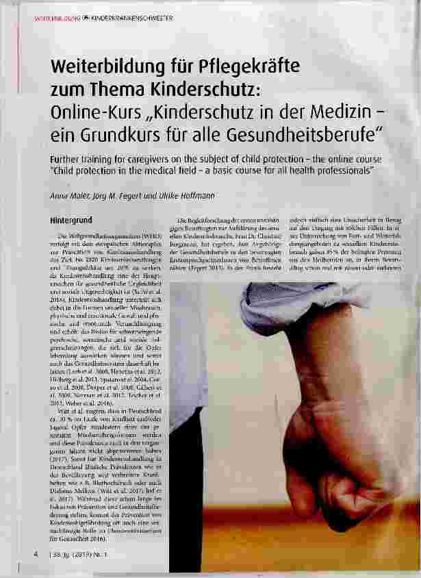 Vorschauseite 1: Weiterbildung für Pflegekräfte zum Thema Kinderschutz: Online-Kurs „Kinderschutz in der Medizin ein Grundkurs für alle Gesundheitsberufe