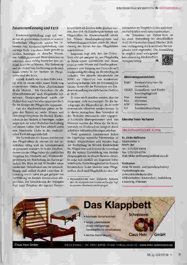 Vorschauseite 6: Weiterbildung für Pflegekräfte zum Thema Kinderschutz: Online-Kurs „Kinderschutz in der Medizin ein Grundkurs für alle Gesundheitsberufe