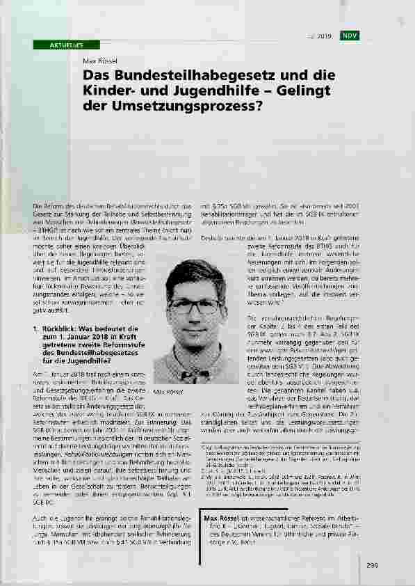 Vorschauseite 1: Das Bundesteilhabegesetz und die Kinderund Jugendhilfe Gelingt der Umsetzungsprozess?
