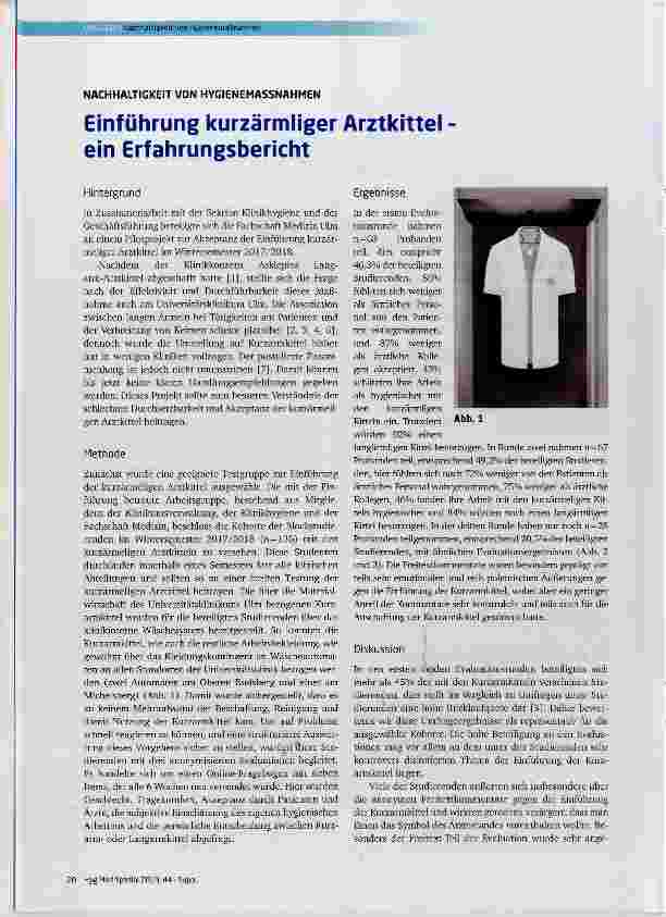 Vorschauseite 1: Einführung kurzärmliger Arztkittel ein Erfahrungsbericht