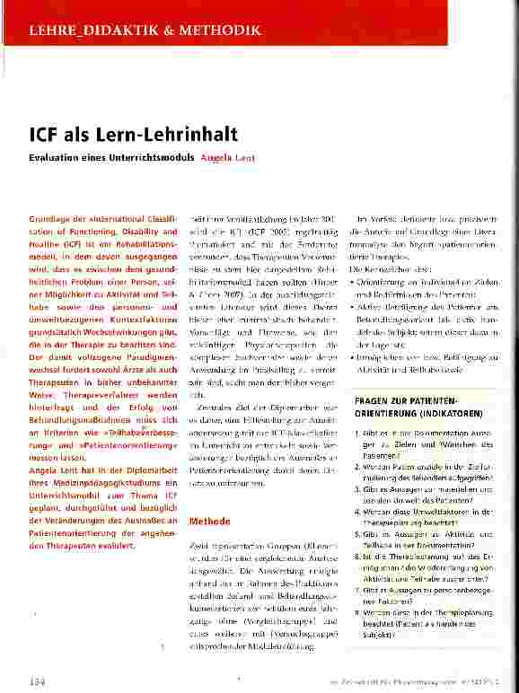 Vorschauseite 1: ICF als Lern-Lehrinhalt
