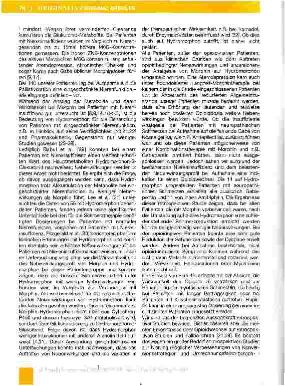 Vorschauseite 5: Morphin und Hydromorphon bei Palliativpatienten mit Niereninsuffizienz
