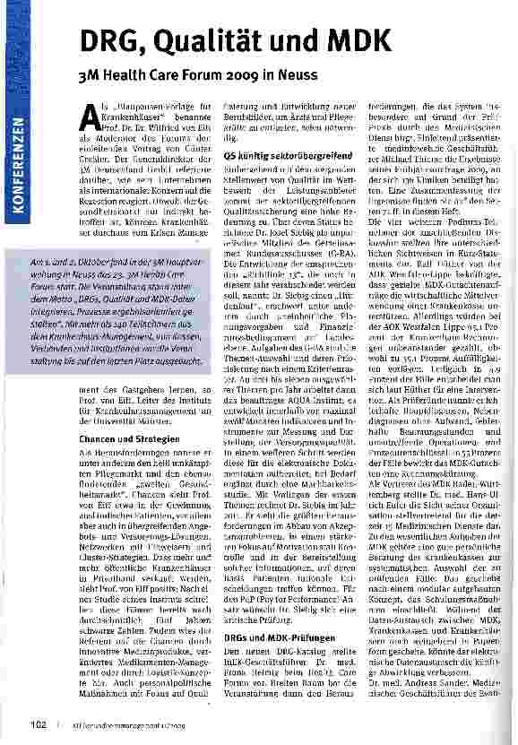 Vorschauseite 1: DRG, Qualität und MDK