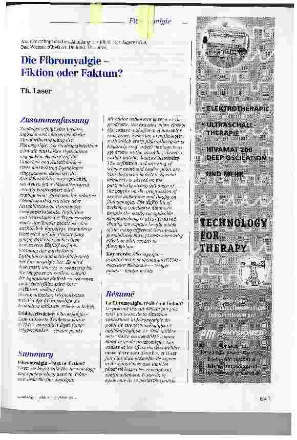 Vorschauseite 1: Die Fibromyalgie -Fiktion oder Faktum?