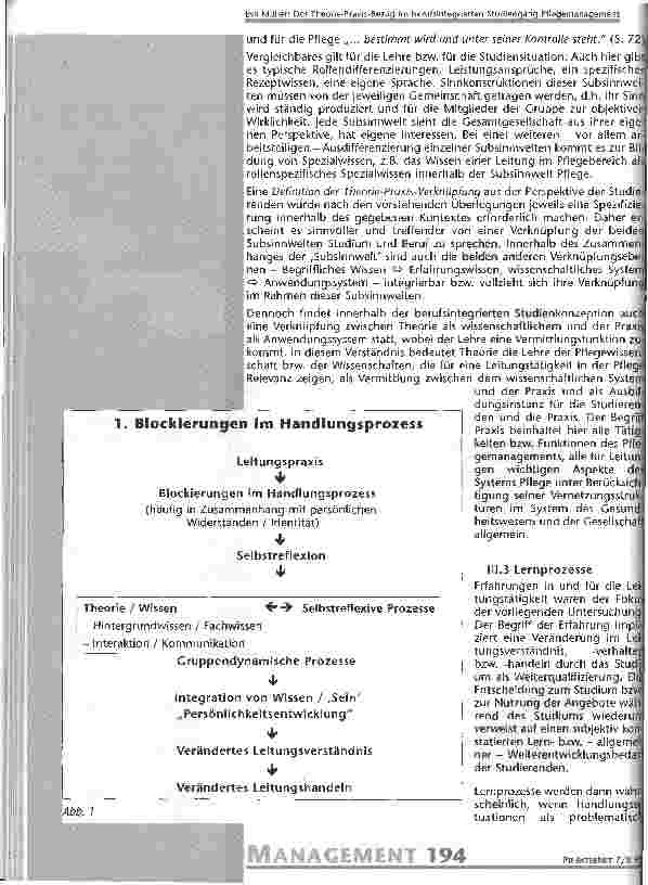Vorschauseite 6: Der Theorie-Praxis-Bezug im berufsintegrierten Studiengang Pflegemanagement Erfahrungen und Auswirkungen in und für die Leitungstätigkeit