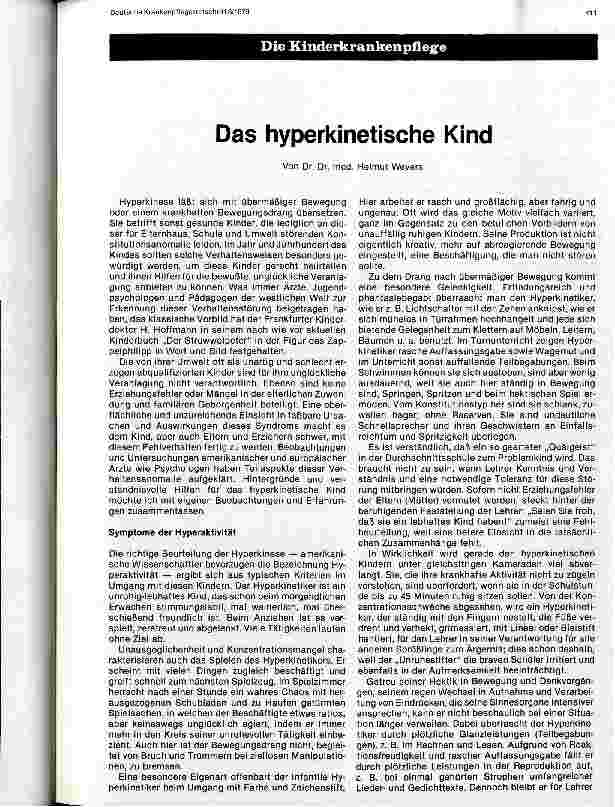 Vorschauseite 1: Das hyperkinetische Kind