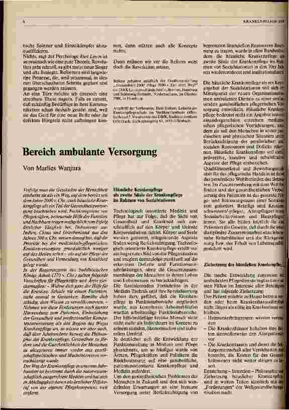 Vorschauseite 1: Bereich ambulante Versorgung
