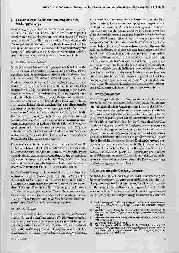 Vorschauseite 5: Software als Medizinprodukt: Haftungsund versicherungsrechtliche Aspekte