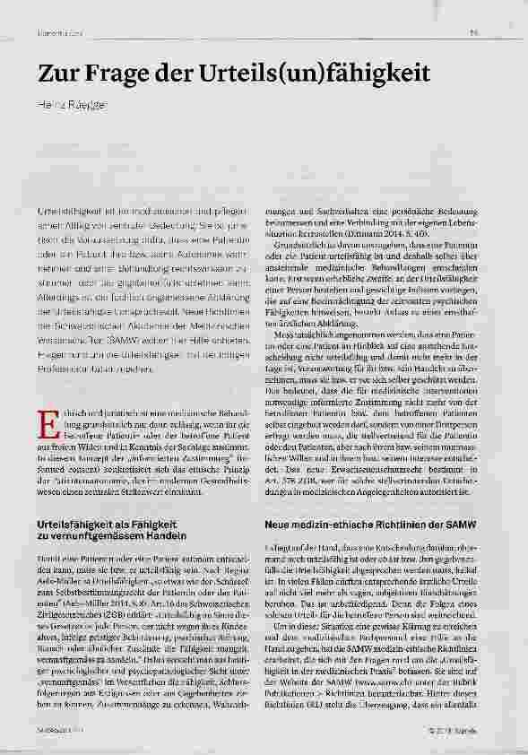 Vorschauseite 1: Zur Frage der Urteils (un)fähigkeit
