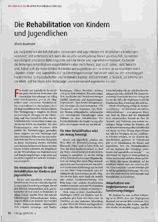 Vorschauseite 1: Die Rehabilitation von Kindern und Jugendlichen
