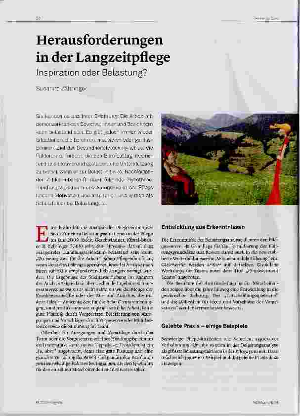Vorschauseite 1: Herausforderungen in der Langzeitpflege Inspiration oder Belastung?