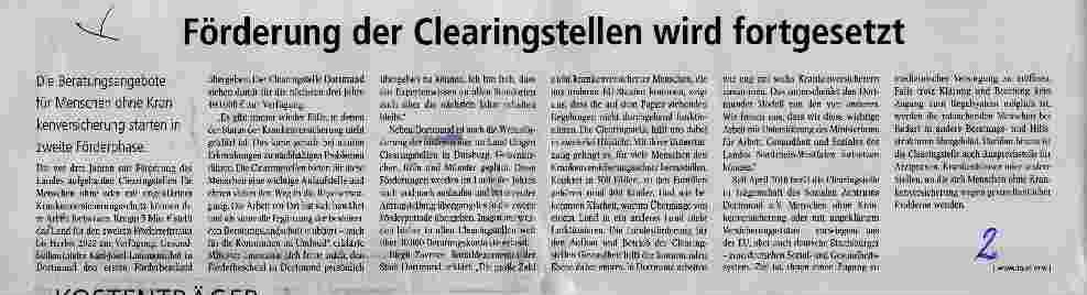 Vorschauseite 1: Förderung der Clearingstellen wird fortgesetzt