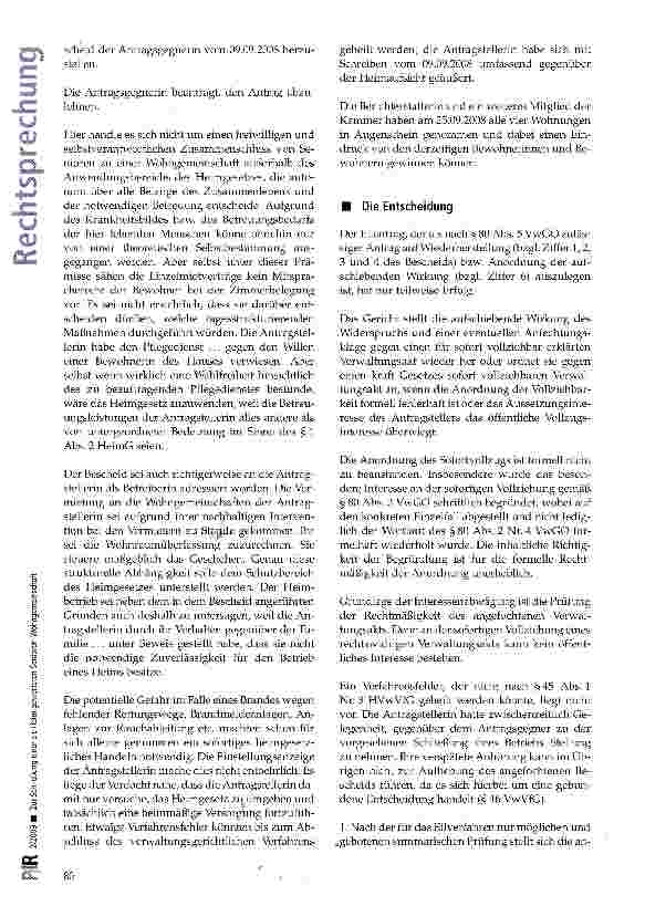 Vorschauseite 4: Zur Schließung einer als Heim gewerteten Senioren-Wohngemeinschaft