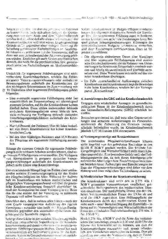 Vorschauseite 6: Hinweise der DKG zu den Budget-/Pflegesatzverhandlungen 1989/90