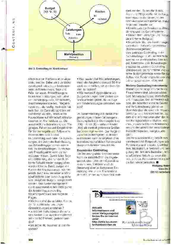 Vorschauseite 4: Controlling als Denkfabrik Strategische und operative Unterstützung für das Krankenhausmanagement