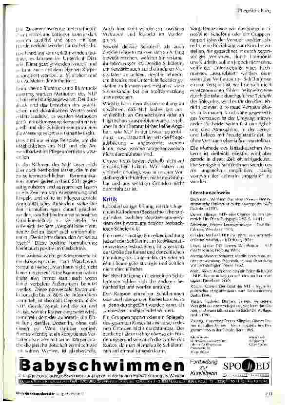 Vorschauseite 3: Lernen mit allen Sinnen NLP im Kinderkrankenpflegeunterricht
