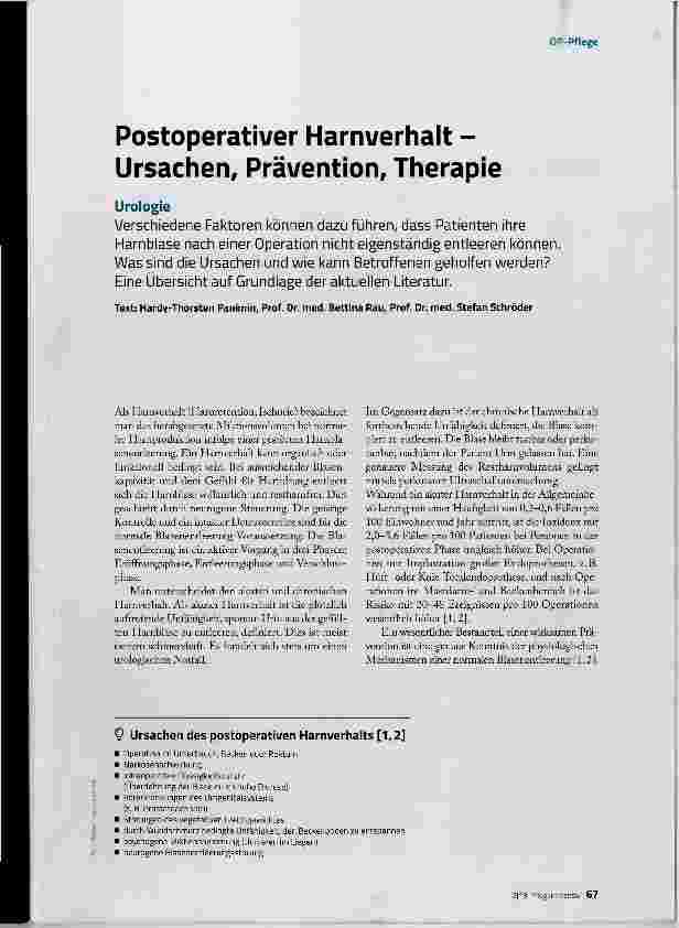 Vorschauseite 2: Postoperativer Harnverhalt Ursachen, Prävention, Therapie