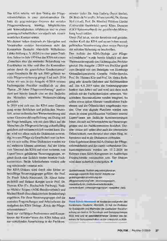 Vorschauseite 2: Zeit für die großen Fragen einer Reform des SGB XI!