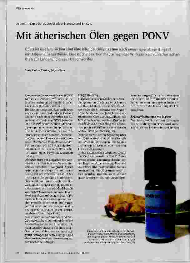 Vorschauseite 1: Mit ätherischen Ölen gegen PONV