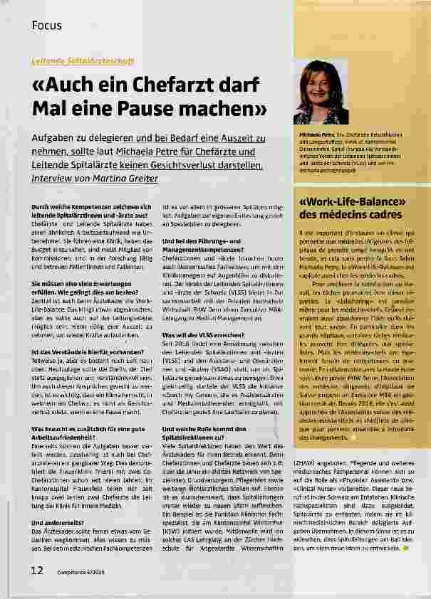 Vorschauseite 1: «Auch ein Chefarzt darf Mal eine Pause machen»