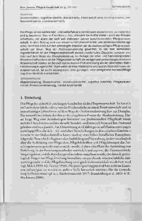 Vorschauseite 2: Die Pflege und ihre Wissenschaft(en) im Spagat zwischen Professionalisierung und disziplinenübergreifender Wissenschaftspraxis