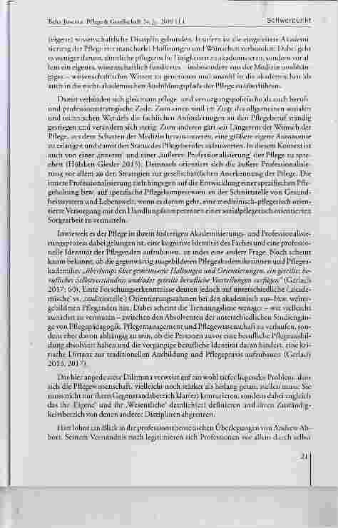 Vorschauseite 4: Die Pflege und ihre Wissenschaft(en) im Spagat zwischen Professionalisierung und disziplinenübergreifender Wissenschaftspraxis