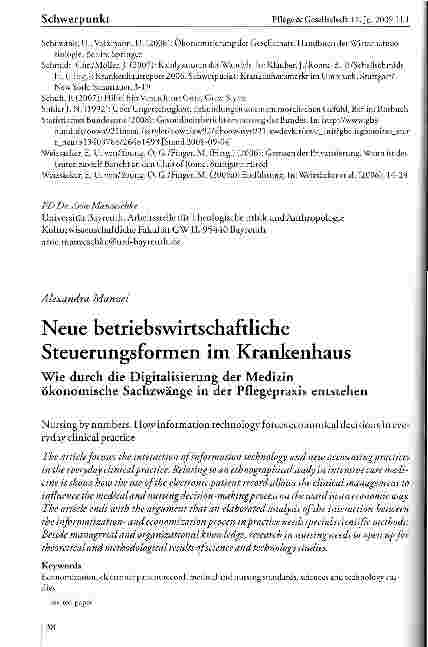 Vorschauseite 1: Neue betriebswirtschaftliche Steuerungsformen im Krankenhaus