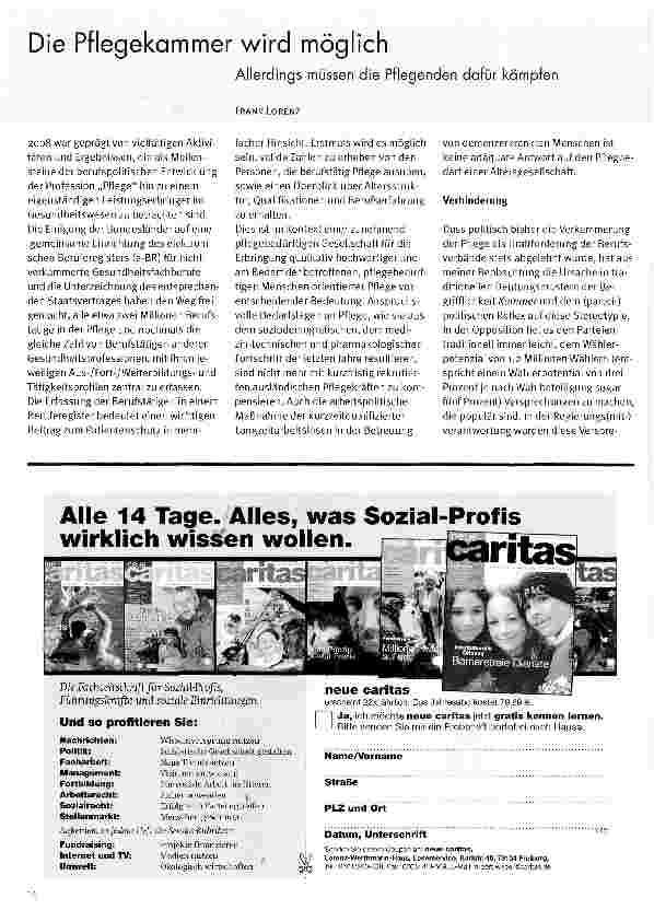 Vorschauseite 1: Die Pflegekammer wird möglich