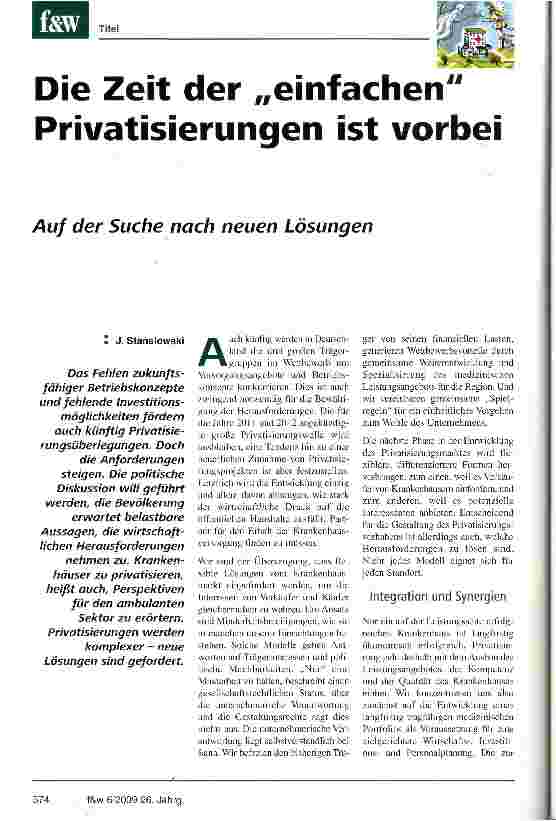Vorschauseite 1: Die Zeit der einfachen Privatisierungen ist vorbei