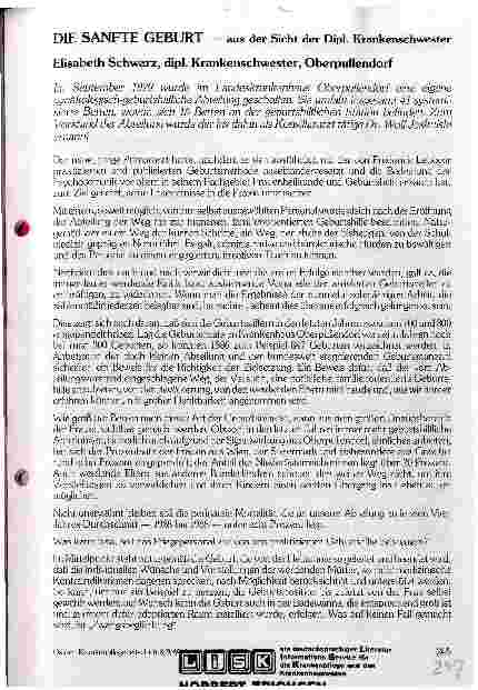 Vorschauseite 1: Die Sanfte Geburt - aus der Sicht der Dipl. Krankenschwester