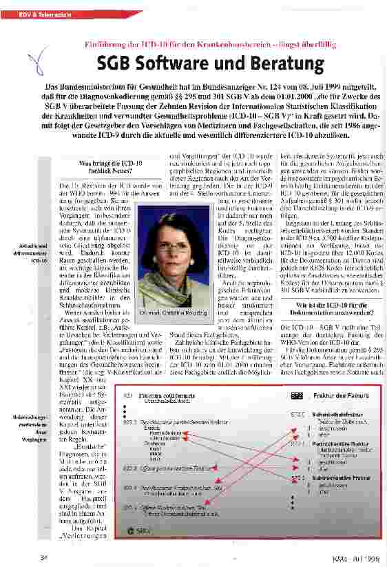Vorschauseite 1: SGB Software und Beratung Einführung der ICD-10 für den Krankenhausbereich längst überfällig