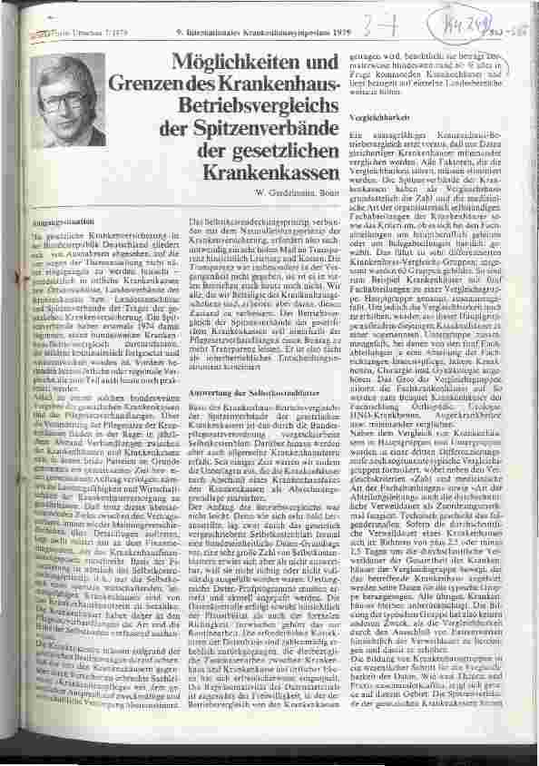 Vorschauseite 1: Möglichkeiten und Grenzen des Krankenhaus-Betriebsvergleichs der Spitzenverbände der gesetzlichen Krankenkassen