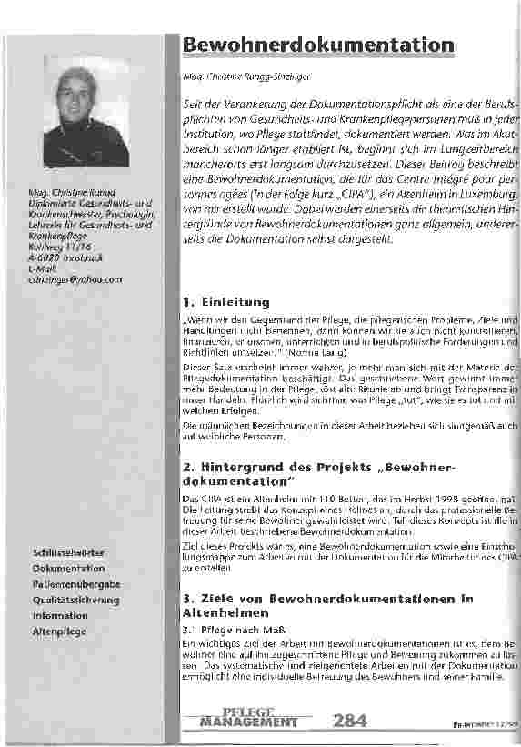 Vorschauseite 1: Bewohnerdokumentation