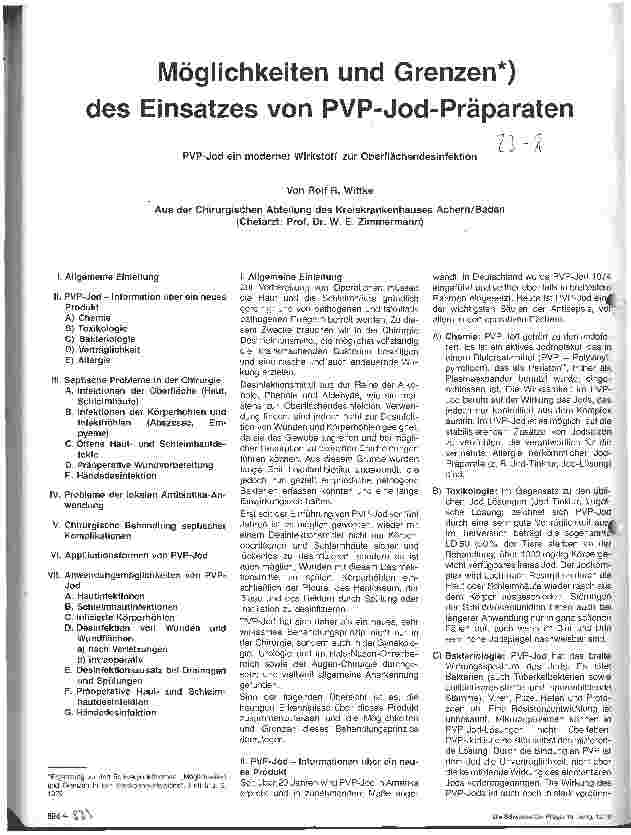 Vorschauseite 1: Möglichkeiten und Grenzen des Einsatzes von PVP-Jod-Präparaten