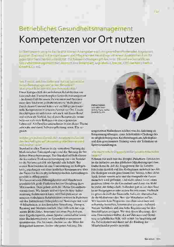 Vorschauseite 1: Betriebliches Gesundheitsmanagement Kompetenzen vor Ort nutzen