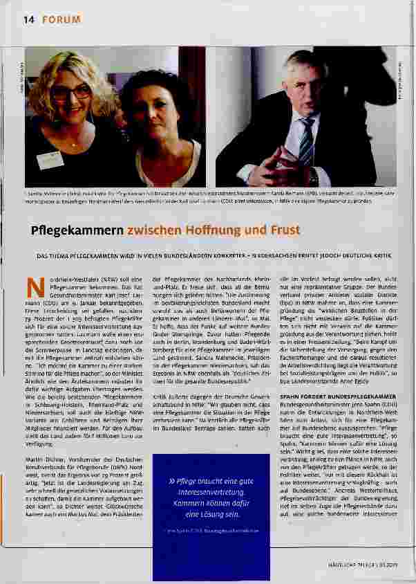 Vorschauseite 1: Pflegekammern zwischen Hoffnung und Frust