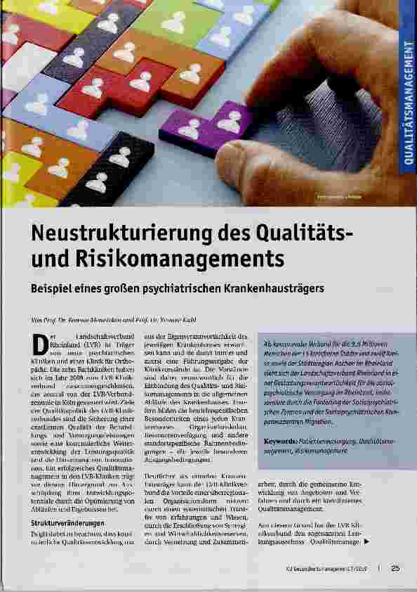 Vorschauseite 1: Neustrukturierung des Qualitäts und Risikomanagements