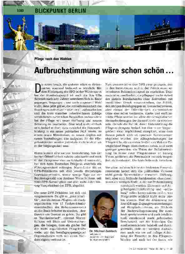 Vorschauseite 1: Aufbruchstimmung wäre schon schön