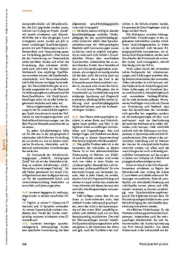 Vorschauseite 2: Interviews zum Thema Mehrsprachigkeit