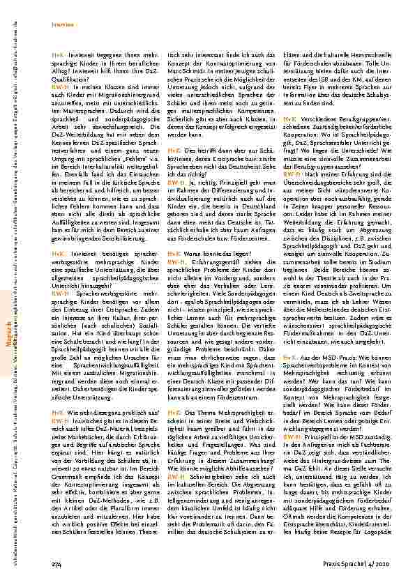 Vorschauseite 6: Interviews zum Thema Mehrsprachigkeit